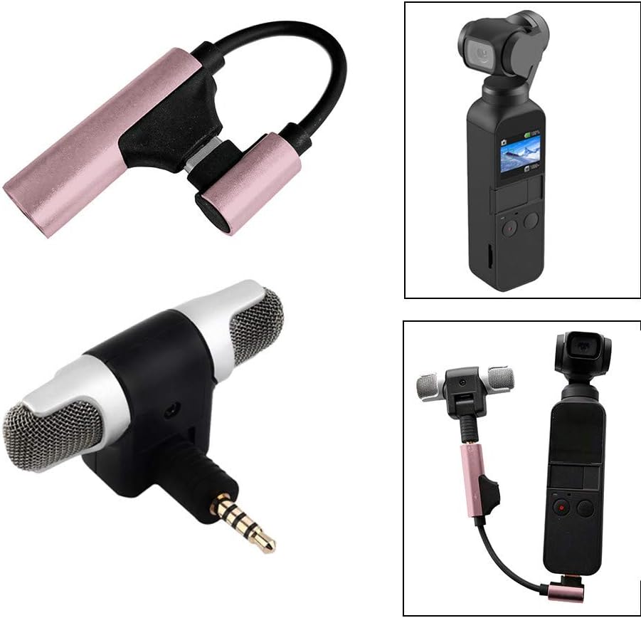 For DJI OSMO POCKET Diadia Type C to 3.5mm Audio Adapter External Wireless Microphone For DJI Osmo Pocket (Rose Gold)
