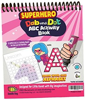 NEW 52 Pages Dab and Dot Markers Alphabet Superhero TRAVEL SIZE Workbooks (UpperCase SuperGirl)
