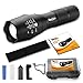 Brightest Tactical LED Flashlight - A100 High Powered Handheld Tac Light - Rechargeable 18650 Lithium Ion Battery & Charger - Zoomable Adjustable Focus 5 Modes Outdoor Torch - Includes: Belt Holster
