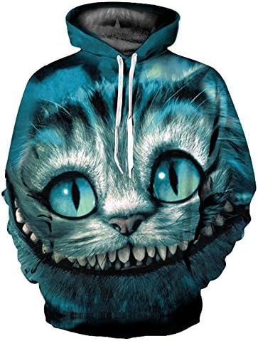 DayOn Men Women 3D Sweatshirts Print Cheshire Cat Thin Hooded Hoodies Casual Pullover