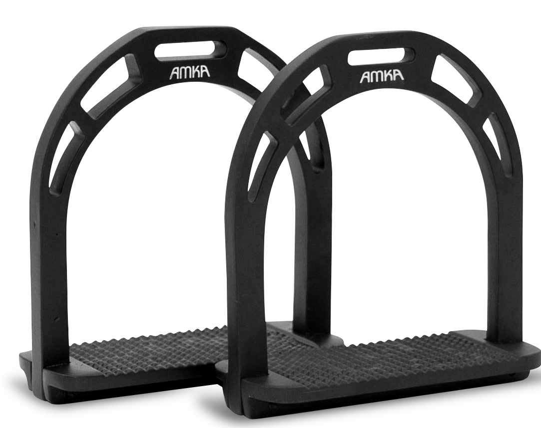 Black aluminium stirrups extra-light – 6 cm tread area