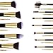 Premium Makeup Brush Set, 12pcs Cosmetic Brushes for Foundation Blending Blush Eyebrow Concealer Eye Shadow, Metal Eyelash Comb Included, Cruelty Free Synthetic Fiber Bristles Golden Black