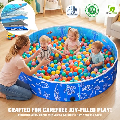 Luxfero Children's Swimming Pool with Canopy, Children's Pool with Sun Shield, Thickened Foldable Paddling Pool for Children, Anti UV, Easy to Store, Family Pool for Garden Beach, 130 x 130 x 30 cm