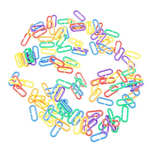 lehao 100pcs C-Clips Hooks Chain C-Links Sugar Glider Rat Parrot Bird Toy Parts Plastic Chain Links Cage Hang Ring Plaything Climb Toys