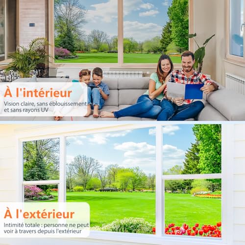 Zindoo Anti-Glare Anti-Heat Window Film 44.5 x 200 cm Good Mirror Effect Anti UV with Installation Kit Privacy Protection Sun Protection for Windows, Home, Office, Balcony, Shop