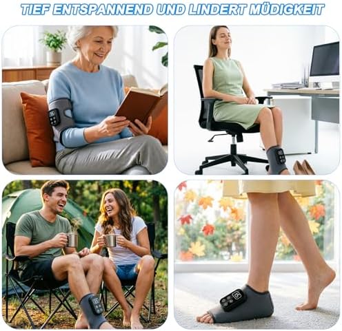 Fussmassagegerät, kabelloses elektrisches Fußmassagegerät für Schmerzlinderung & Durchblutung, 3-in-1 Triple Therapy Foot Massager mit 2000mAh Akku, 6 Heizstufen bis 65°C, Gesundheit Geschenk,grau