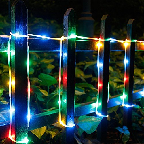 Solar Rope Lights 100 LEDs String Fairy Lights, 2 Modes 33 ft/10Meter Waterproof Outdoor Lights for Patio, Garden, Party(Multicolor)