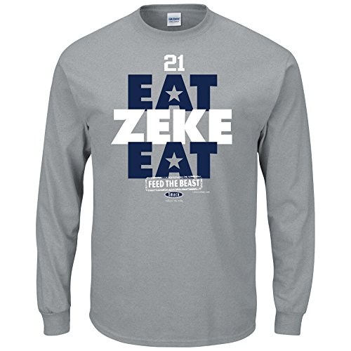 Dallas Football Fans. Eat Zeke Eat Gray Long Sleeve T-Shirt (Sm-5X)