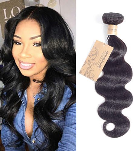 MONIKAHAIR 9A Brazilian Hair Body Wave Hair 1 Bundle 100% Unprocessed Human Hair Weave Weft (10in,100g) Black Natural Color Virgin Remy Human Hair Extenions