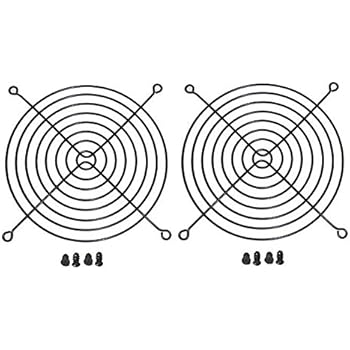 140mm Black Fan Grill/Guard with Screws (2 Pack)