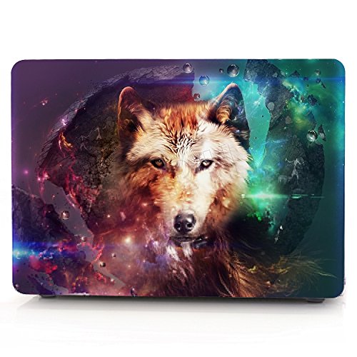 HRH Lone Wolf Pattern Design Laptop Body Shell Protective Rubberized Hard Case for Apple MacBook Air 11 inch 11.6"(Models: A1370 and A1465)
