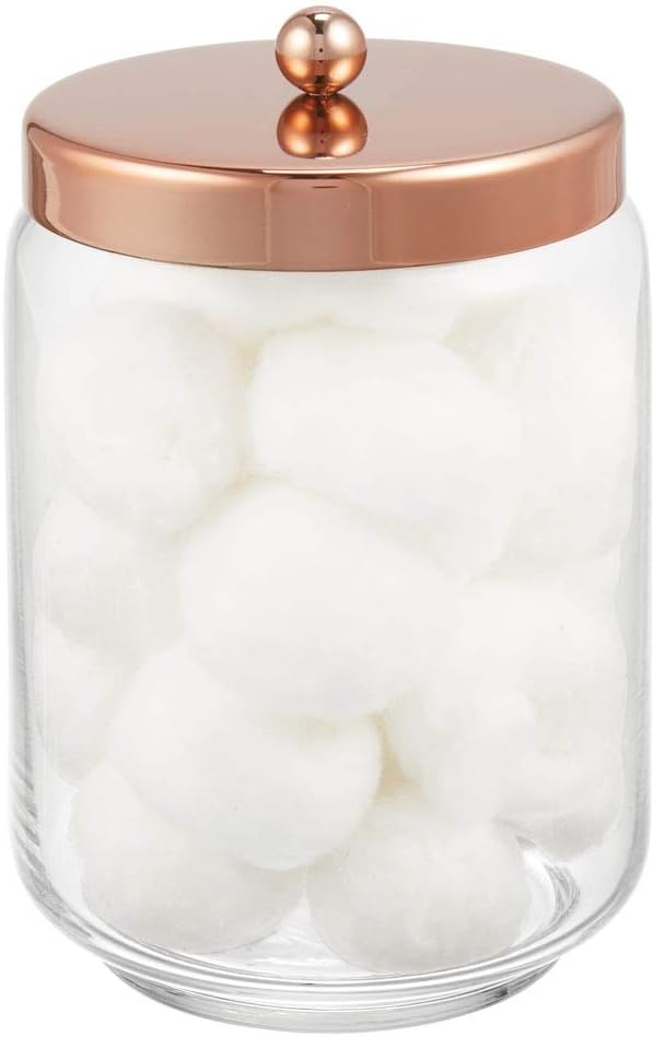 mDesign Bathroom Cosmetics Jar Glass Jar with Lid for The Moisture