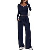 Trendy Queen 2 Piece Matching Lounge Sets for Women Fall Fashion Outfits 2026 Two Piece Travel Sweatsuits Clothes