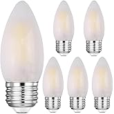 Jacqings E26 Candelabra Light Bulbs Frosted Chandelier Light Bulbs 25watt Equivalent 2700K Warm White B11 Torpedo Tip Dimmable 2W LED Decorative Candle Light Bulbs (6)