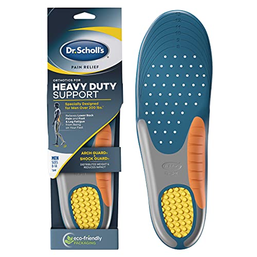 Dr. Scholl's Heavy Duty Support Insole Orthotics, Big & Tall, 200lbs+, Wide Feet, Shock Absorbing, Arch Support, Distributes Pressure, Trim to Fit Inserts, Work Boots & Shoes, Men Size 8-14, 1 Pair