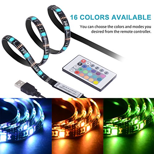 COSKIP Striscia LED TV RGB 5050 Impermeabile con Cavo usb per TV e Monitor PC,Schermo LCD, Laptop ecc,per Natale,Feste,Decorazioni.