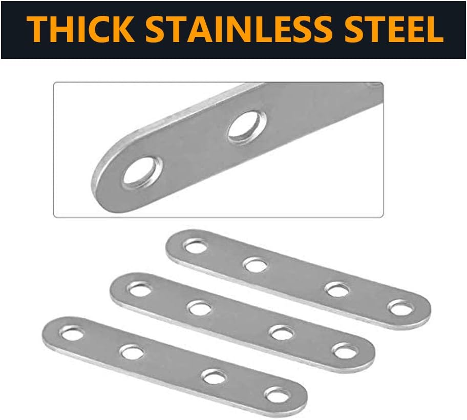 CYH Stainless Steel Flat Mounting Brackets, 10 Pieces, Metal Plates, Angle Brackets, With 40 Screws, For Repairs - Image 5