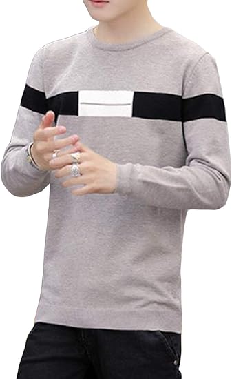 Amazon Aisaidunメンズ ニット セーター 秋 冬 クルーネック メンズ カットソーセーター 長袖 ニット プルオーバー 厚手 薄手 セーター スリム カジュアル 通勤 メンズ トップス セーター 通販