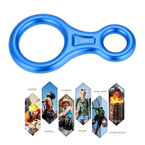 MAGT Rescue Descender 35KN Figure 8 Word Rope Descender Rappel Ring Rock Climbing Rescue Gear (Color : Blue) - Thumbnail 3