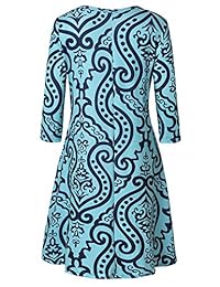 Tanst Sky Mujer Casual Cuello redondo Talla grande Floral Túnica Camisa Vestido con bolsillos