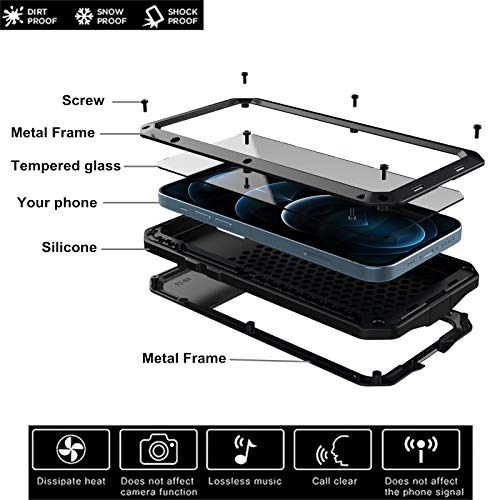 WEFOR Compatible with iPhone 12 Pro Max Metal Case with Builtin Screen
