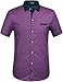 Mens Dress Shirts, Mens Shirts Casual Stylish, Button Up Shirt for Men Cotton Print Pocket Summer Short Sleeve Causal (X-Large, Aubergine)