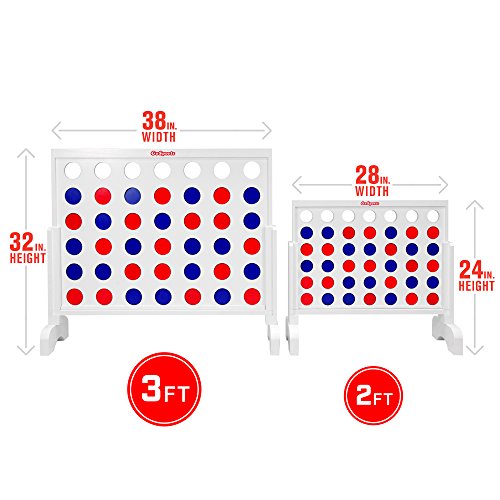 GoSports Giant 4 in a Row Game with Carrying Case - 2 foot Width - Made from Wood