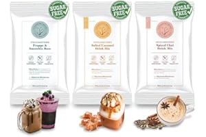 5 SPARROWS BRAND STEVIA DRINK MIXES 5 SPARROWS Sugar-Free White Chocolate Flavored Drink Mix- Stevia, Keto Friendly, Low FODMAP - No Sugar Coffee Creamers (Trial Combo B, Set of 3 Samples)