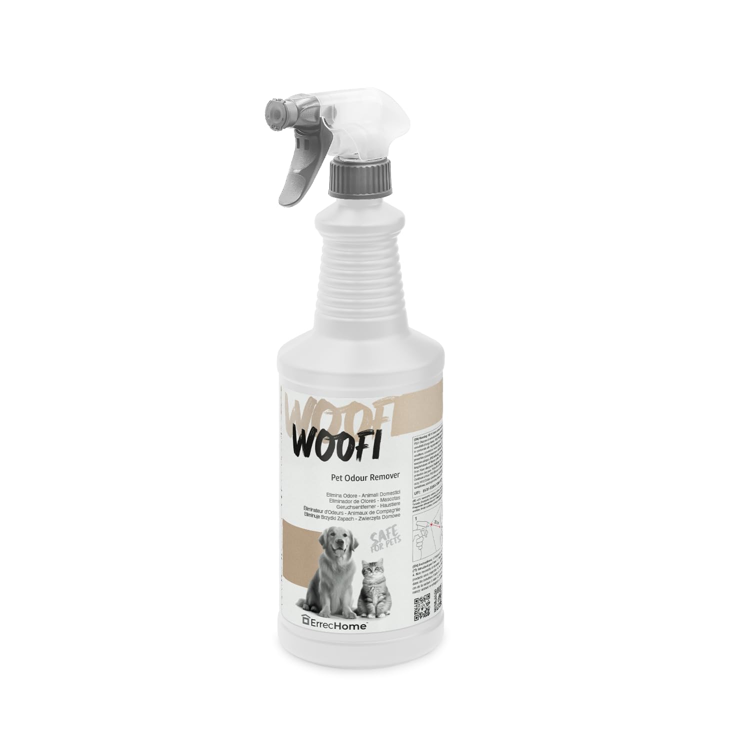 ERRECHOME Woofi, Pet Odour Eliminator, Compatible with Fabrics and Hard Surfaces, 1 L Bottle