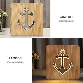 LECO TECH Sailing Boat Anchor Wooden Carving Night Light Warm White LED Bedside Table Lamp for Home Room Party Decoration, Creative Nautical Gifts for Men Women Friends Ocean Lovers 51l2XiVCvSL