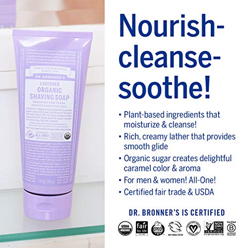 Dr. Bronner's - Organic Shaving Soap (Lavender, 7 Ounce) - Certified Organic, Sugar and Shikakai Powder, Soothes and… - Image 4