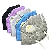 Muryobao Mouth Mask Anti Pollution Mask Unisex Outdoor Protection N95 4 Layer Filter Insert Anti Dust Mask with Valve Filter for Men Women 5 Pack Grey Blue White Pink Black