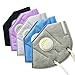 Muryobao Mouth Mask Anti Pollution Mask Unisex Outdoor Protection N95 4 Layer Filter Insert Anti Dust Mask with Valve Filter for Men Women 5 Pack Grey Blue White Pink Black
