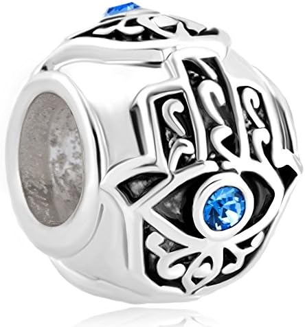 Sterling Silver Evil Eye Blue Birthstone Crystal Charm Sale Beads Fit Pandora Jewelry Charms Bracelet Gifts