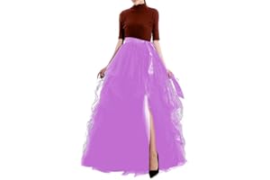Qmker Women's Long Tutu Tulle Skirt A Line Floor Length Black Special Occasion Night Out fold Skirt