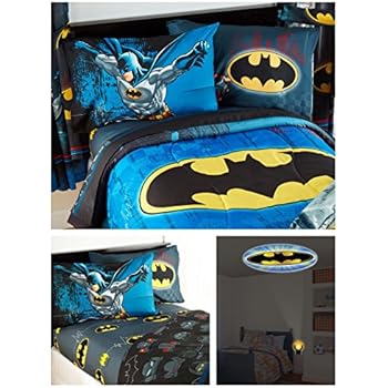 N2 2 Piece Kids Black Blue Batman Comforter Twin Full Set Super