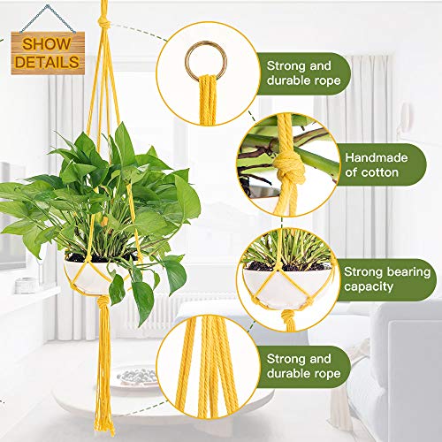 Plant Hangers, Indoor Outdoor Plant Pot Hangers, 3 Variable Colors Hanging Plant Holder Handmade Cotton Rope for Home Decor 6 Pack