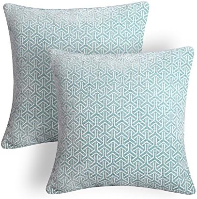 ALBAD Throw Pillow Cover 18 x 18 Inch Sets of 2 Decorative Square Pillow Covers 100% Cotton Decorative Square Cushion Case Sofa Durable Modern Stylish Throw Cushion Covers (nattier Blue, 1818in)