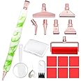 Praise V Do Diamond Painting Art Drill Pen Kit with Screw Steel Rose Metal Tip Nibs Placers Roller Tool Accessories, Ergonomic Diamond Art Pen for 5D Diamond Paint Bead Dot White Green