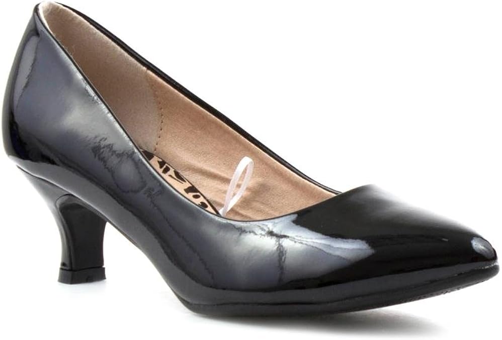 Comfort Plus Womens Wide Fit Patent Court Shoe Size 5 UK Black