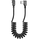 90 Degree Coiled USB Type C Cable,AICse USB A to USB C Cable (5.9ft 60W) Scalable Spring PD Type C Charging Cable for MacBook Pro 2020, iPad Pro, iPad Air 4, Galaxy S20, Switch, Pixel, Other USB C