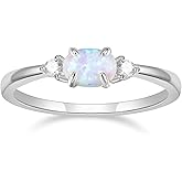 SHINYSO 14K Gold Plated Wedding Bands for Women Created Opal Cubic Zirconia Ring Stackable CZ Pave Eternity Jewelry Engagement Rings for Women Size 4-10