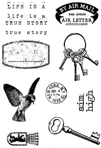 Polkadoodles A6 Studio Vintage Ephemera Clear Polymer Stamp, Set of 12