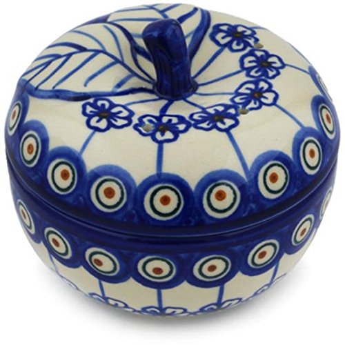 Ceramika Bona H0637H Polish Pottery Ceramic Apple Shaped Jar Hand Painted, 5-Inch