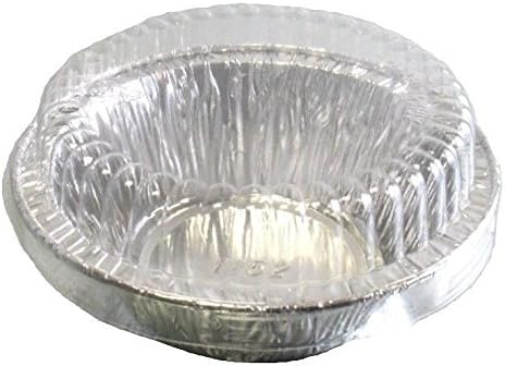 ATTA International 4" (5 oz) Aluminum Foil Mini-Pot Pie Food Tart Pan 1-3/8" Deep + Clear Dome Lid (pack of 100)