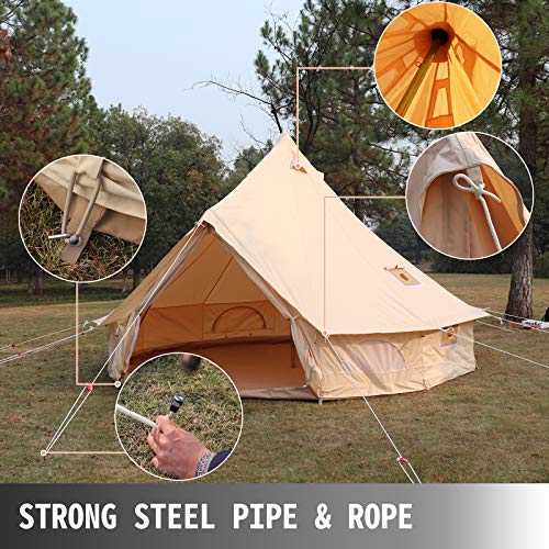 Happybuy Bell Tent Canvas Tent w/Stove Jack,16.4ft /5m, 4Season Yurt