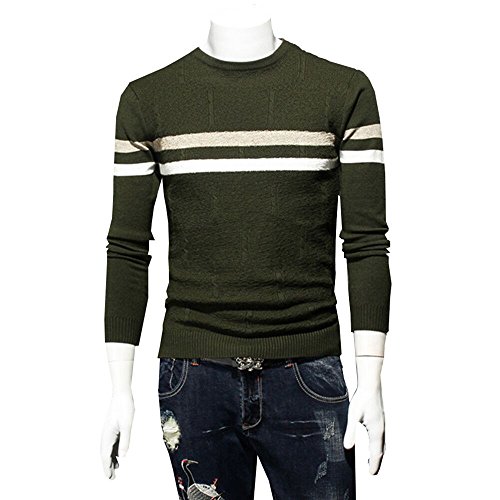 Pullover O Neck Mens Sweaters Slim Fit 2017 Autumn Winter Knitted Sweater (L, Green)