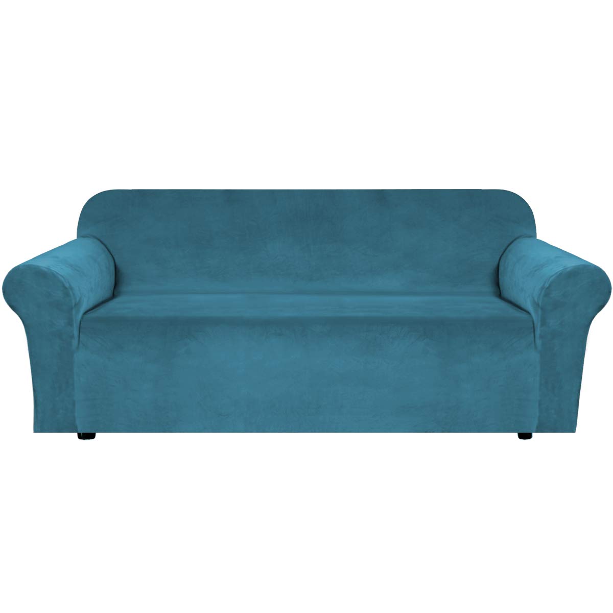 Velvet Sofa Slipcover Stretch Large Couch Covers Soft Sofa Cover Furniture Protector with Non Slip Straps, Slipcover for Sofa, Couch Covers for Dogs, Couch Slipcover (3 Seater, Peacock Blue)