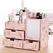 Tamengi Makeup Organizer Case Cosmetic Organizer Wood Box Assembly Mirror