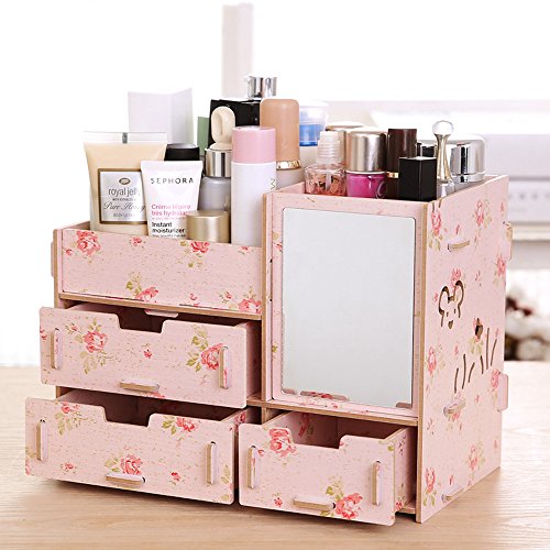 Tamengi makeup organizer case cosmetic organizer wood b…